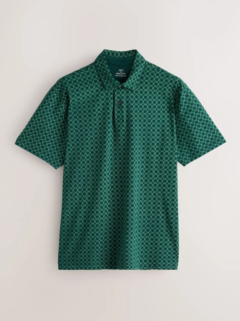 Navy/Green/Burgundy/Geos Regular Fit Short Sleeve Jersey Polo Shirts 3 Pack