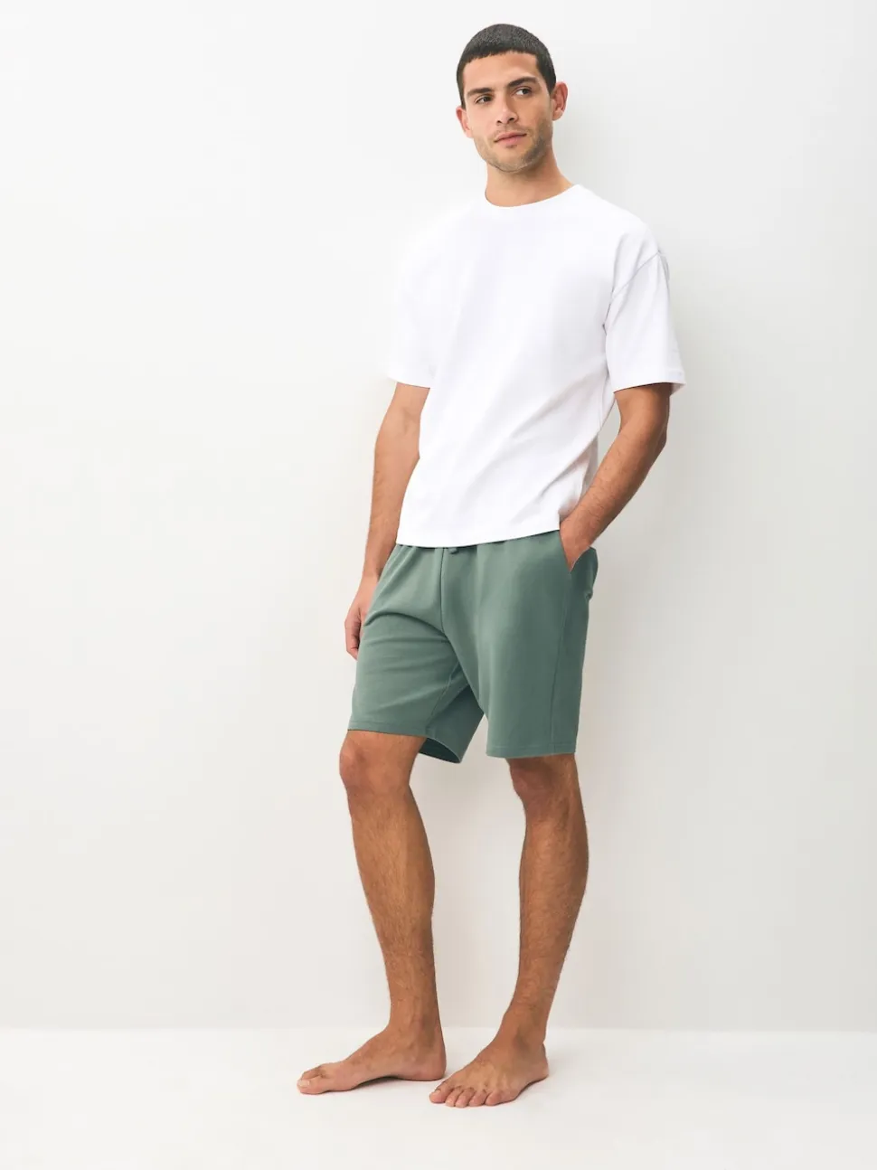 Navy/Green/Ice Grey Loopback Soft Touch Shorts 3 Pack