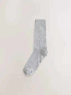 Navy/Grey Marl Embroidered Lasting Fresh Socks 10 Pack