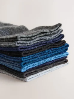 Navy/Grey Marl Embroidered Lasting Fresh Socks 10 Pack