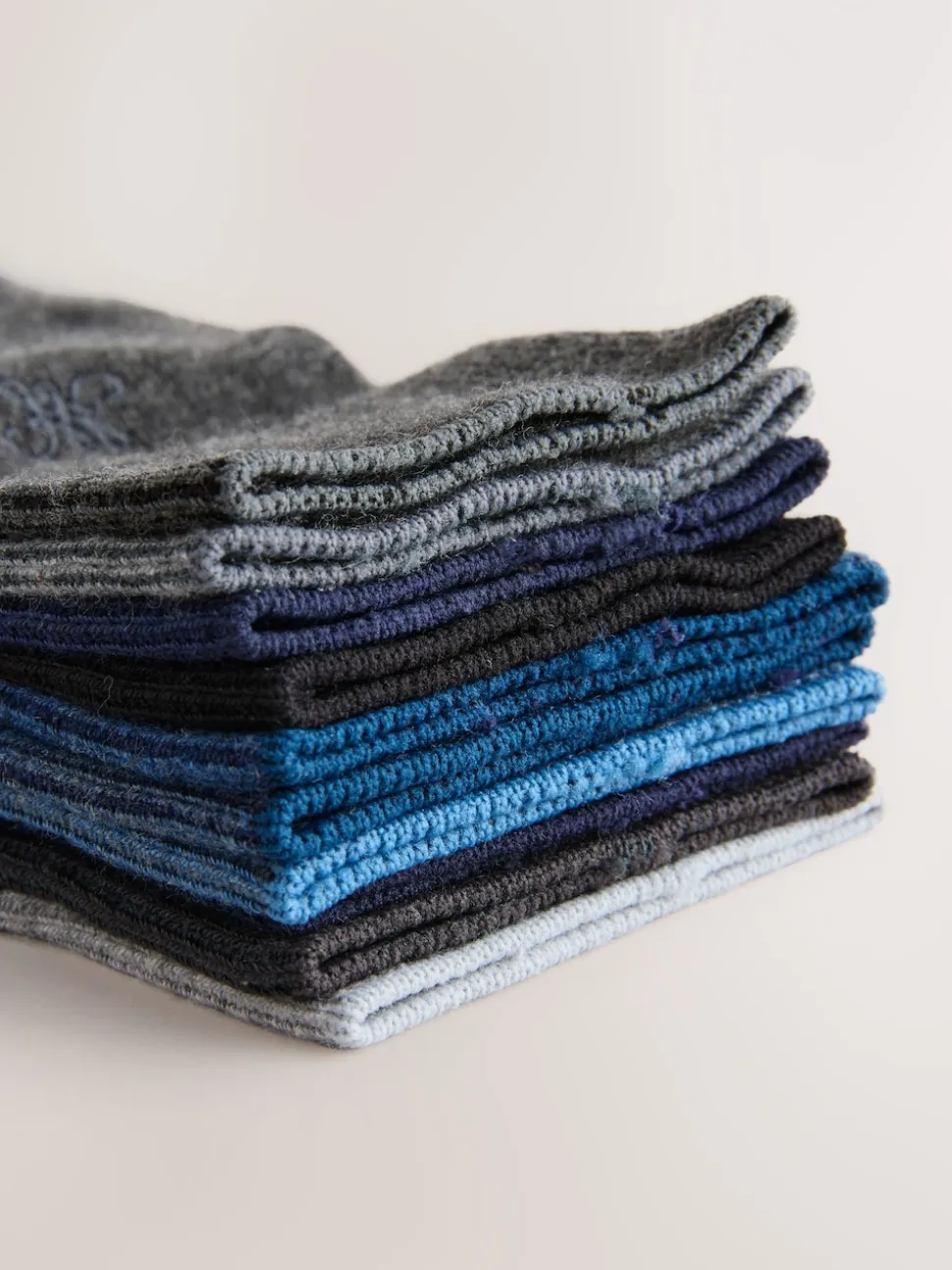 Navy/Grey Marl Embroidered Lasting Fresh Socks 10 Pack