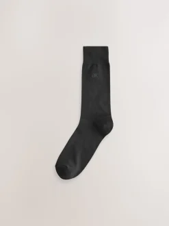 Navy/Grey Marl Embroidered Lasting Fresh Socks 10 Pack