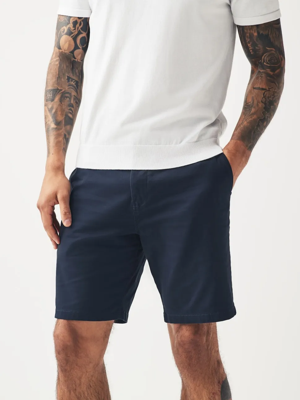 Navy/Stone Straight Fit Stretch Chino Shorts 2 Pack