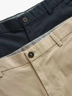 Navy/Stone Straight Fit Stretch Chino Shorts 2 Pack