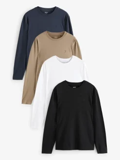 Navy/White/Black/Stone Long Sleeve T-Shirts 4 Pack