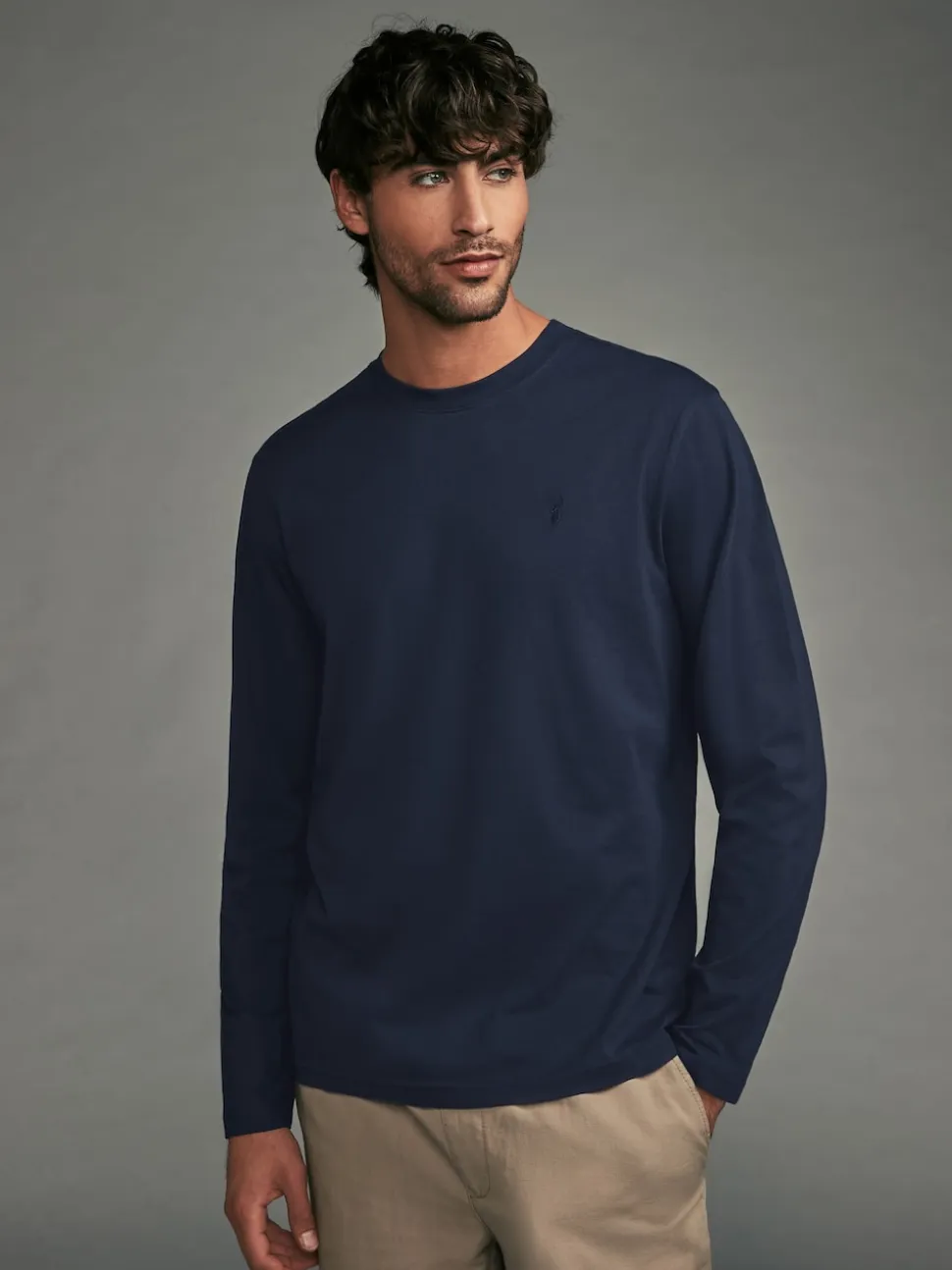 Navy/White/Black/Stone Long Sleeve T-Shirts 4 Pack