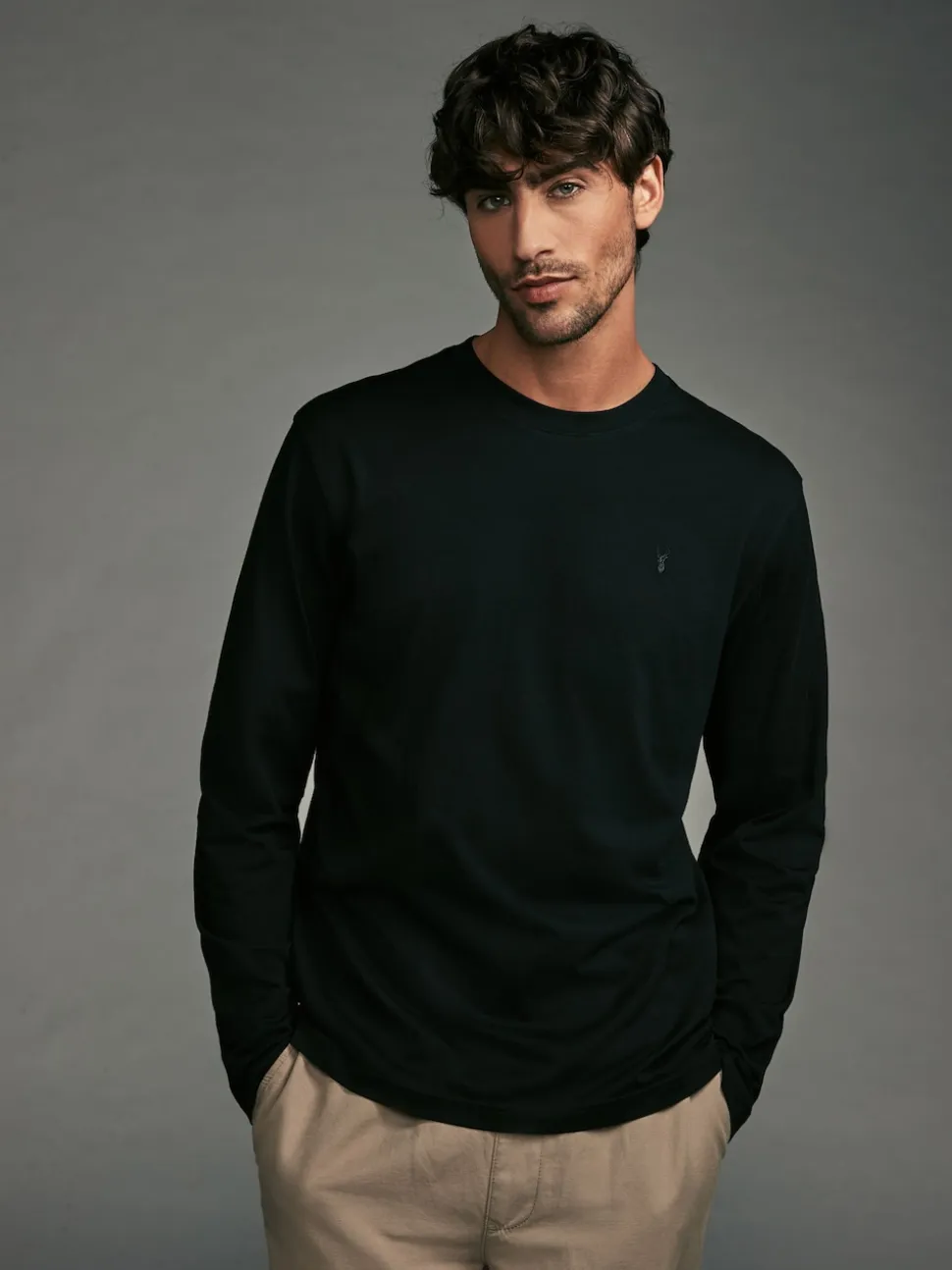 Navy/White/Black/Stone Long Sleeve T-Shirts 4 Pack