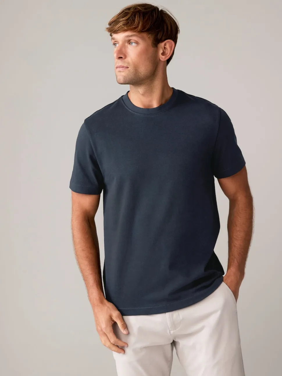 Navy/White/Stone Regular Fit Heavyweight T-Shirts 3 Pack