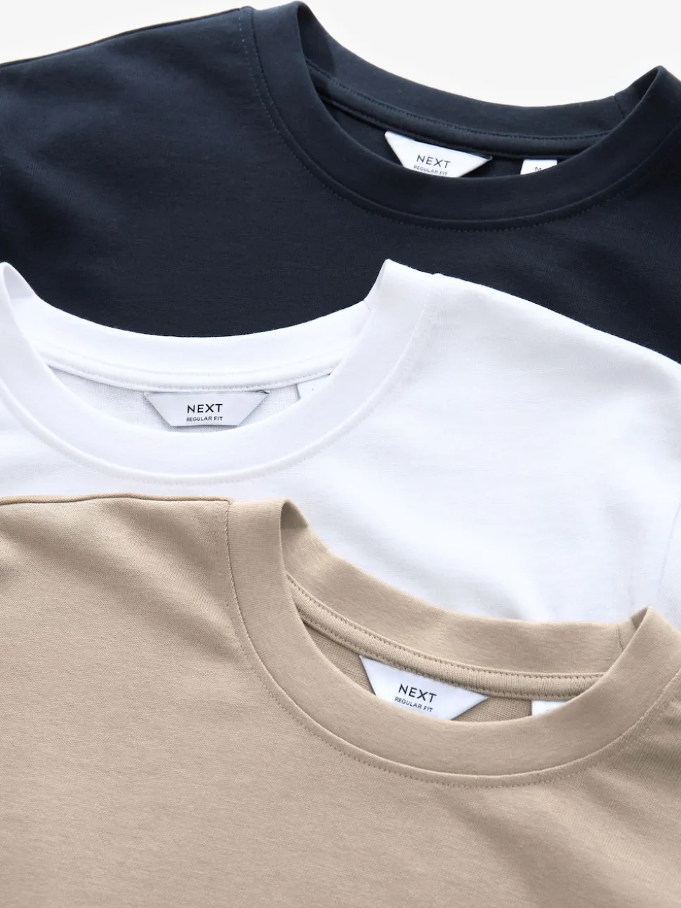 Navy/White/Stone Regular Fit Heavyweight T-Shirts 3 Pack