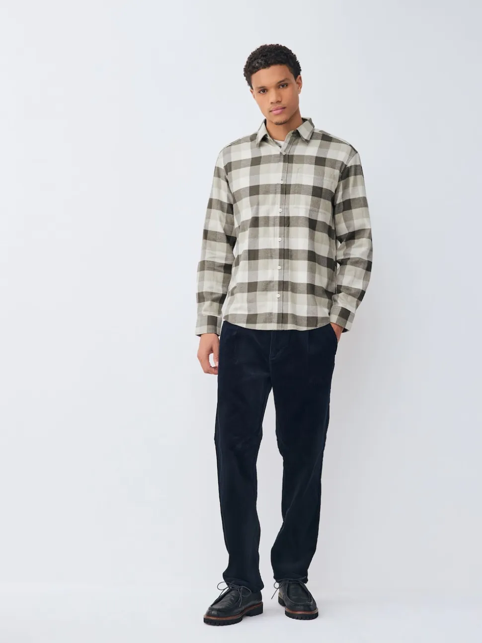 Neutral Brown Long Sleeve Check Shirt