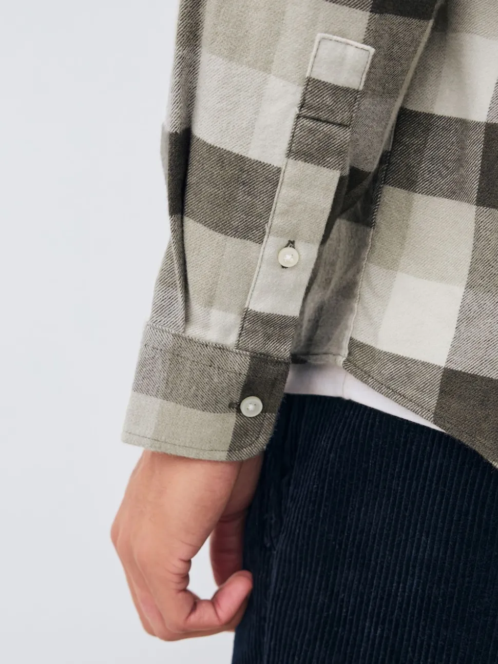 Neutral Brown Long Sleeve Check Shirt