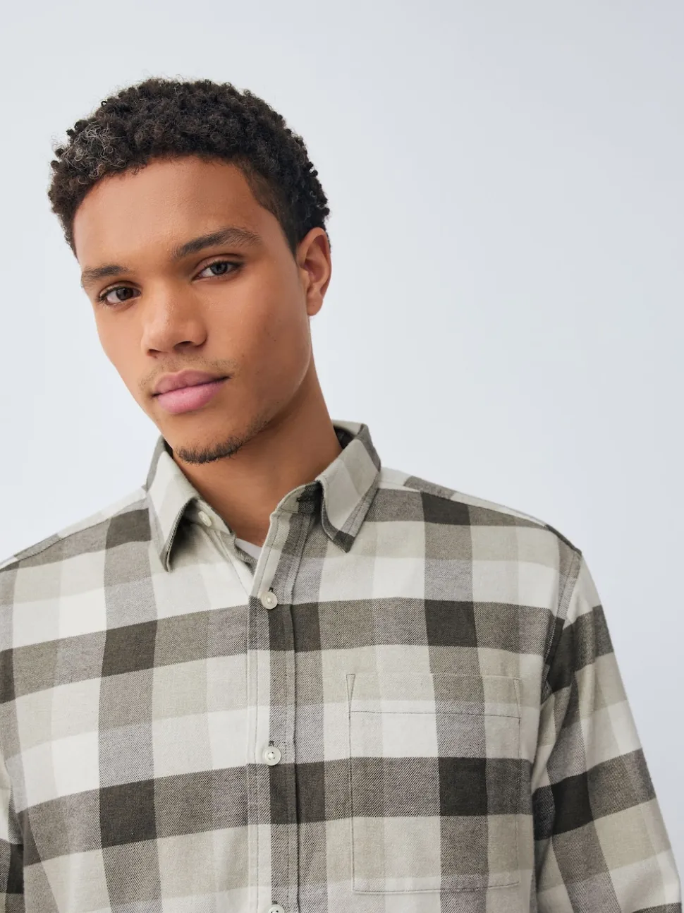 Neutral Brown Long Sleeve Check Shirt