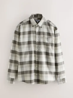 Neutral Brown Long Sleeve Check Shirt