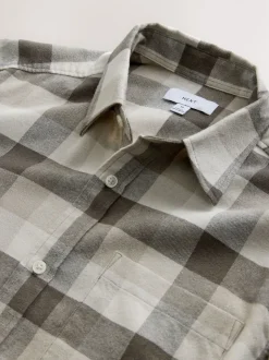 Neutral Brown Long Sleeve Check Shirt