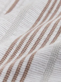 Neutral Brown Regular Fit Stripe Short Sleeve Jersey Shirt
