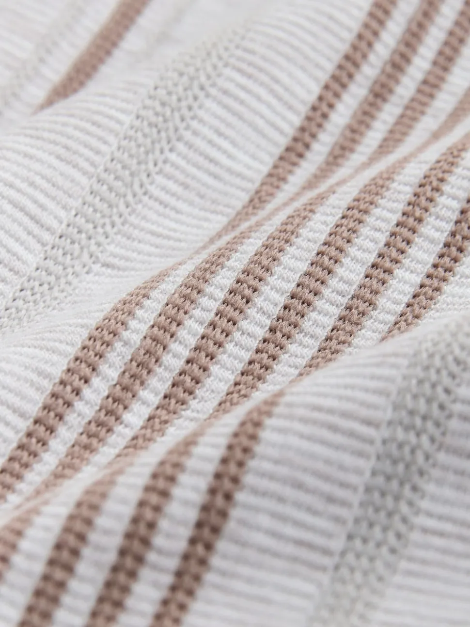 Neutral Brown Regular Fit Stripe Short Sleeve Jersey Shirt