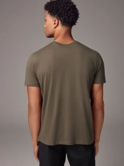 Neutral Brown Regular Fit Essential Crew Neck Cotton T-Shirt