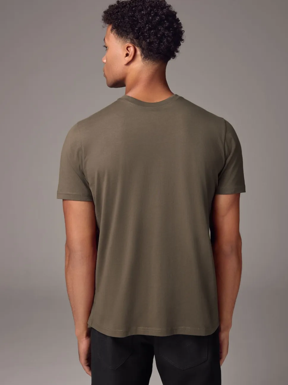 Neutral Brown Regular Fit Essential Crew Neck Cotton T-Shirt