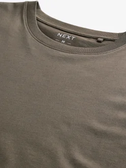 Neutral Brown Regular Fit Essential Crew Neck Cotton T-Shirt