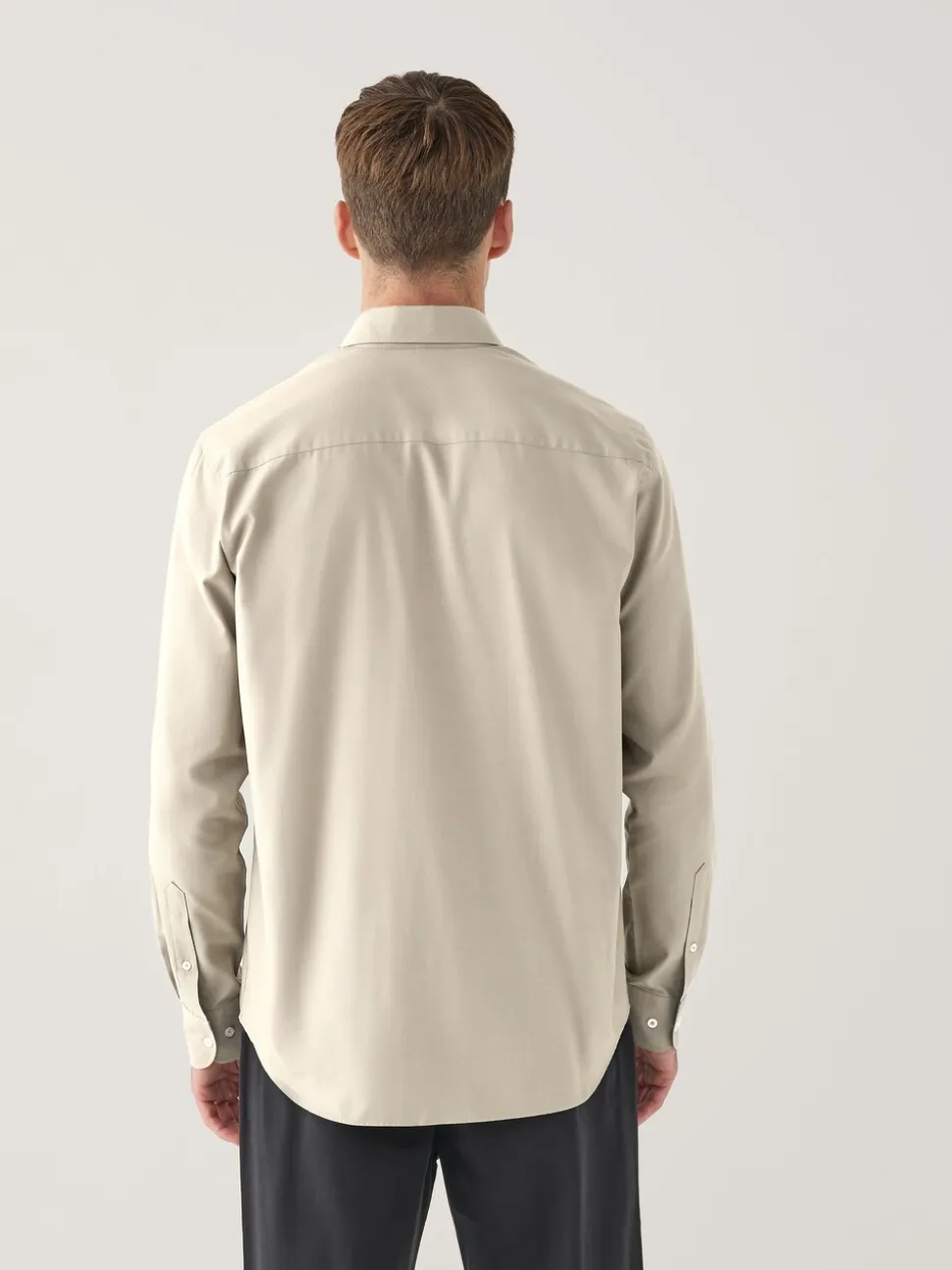 Neutral Brown Regular Fit Button Down Easy Iron Oxford Shirt