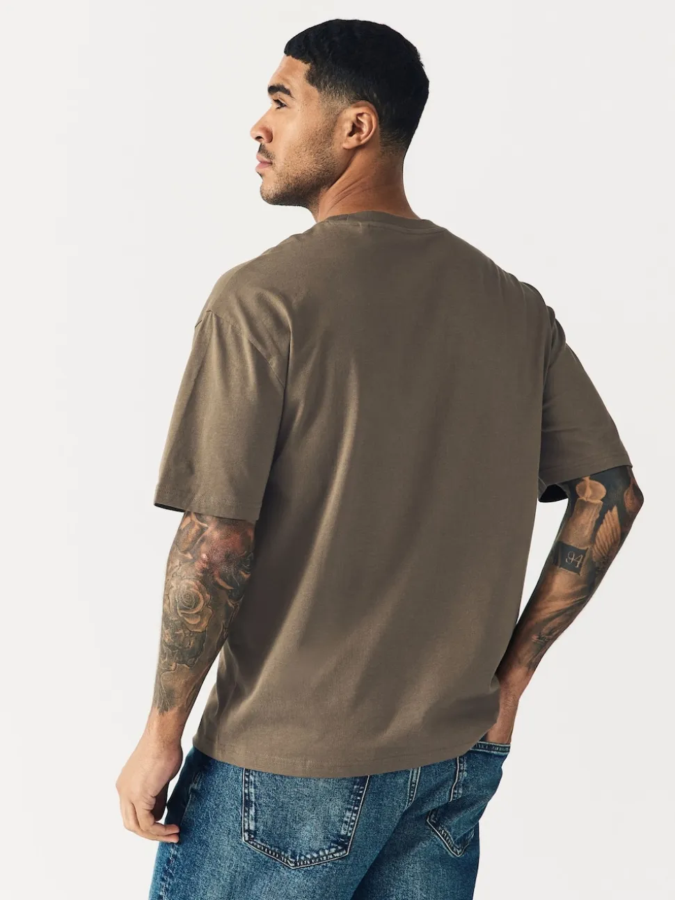 Neutral Brown Relaxed Fit Essential Crew Neck Cotton T-Shirt