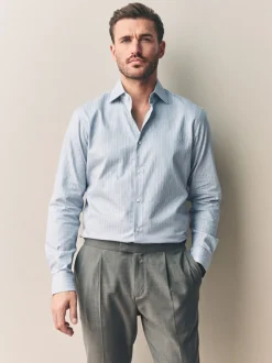 Neutral Brown Slim Fit Signature Premium Textured Shirt