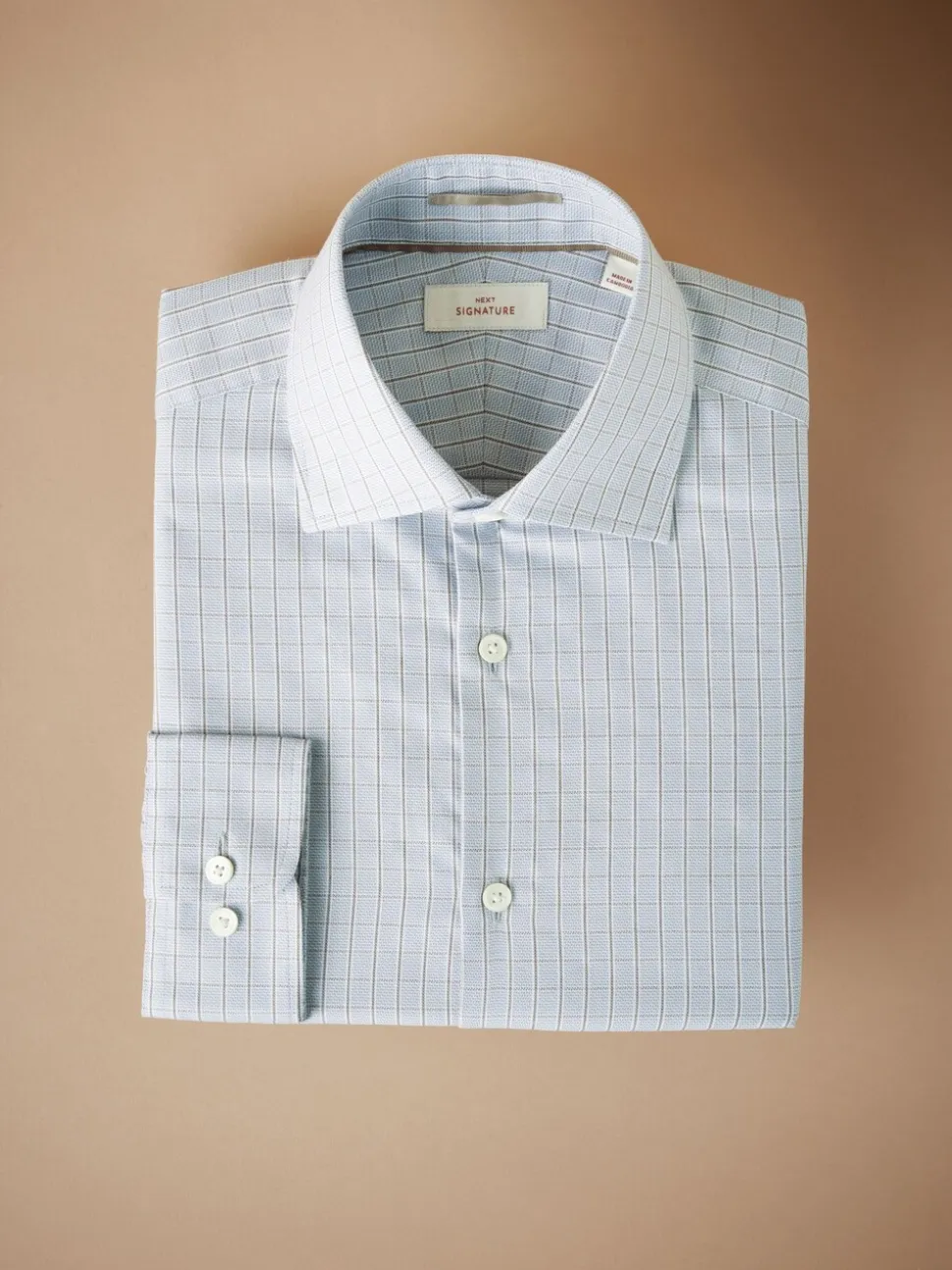 Neutral Brown Slim Fit Signature Premium Textured Shirt