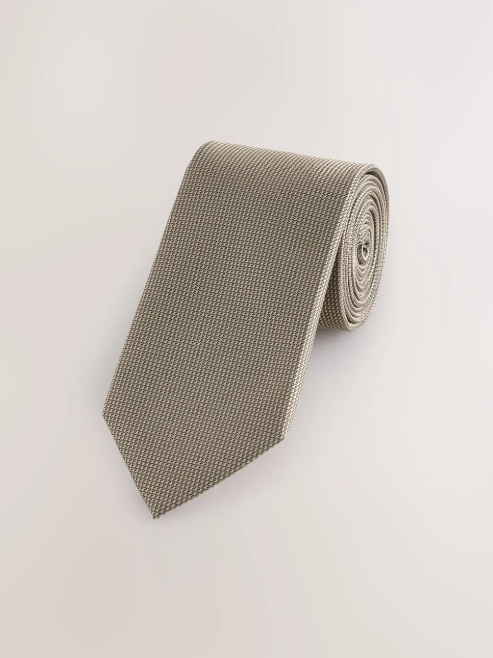 Neutral Brown Slim Textured Tie