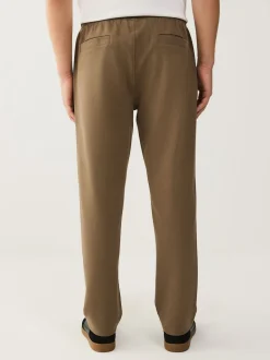 Neutral Brown Textured Twill Straight Leg Joggers