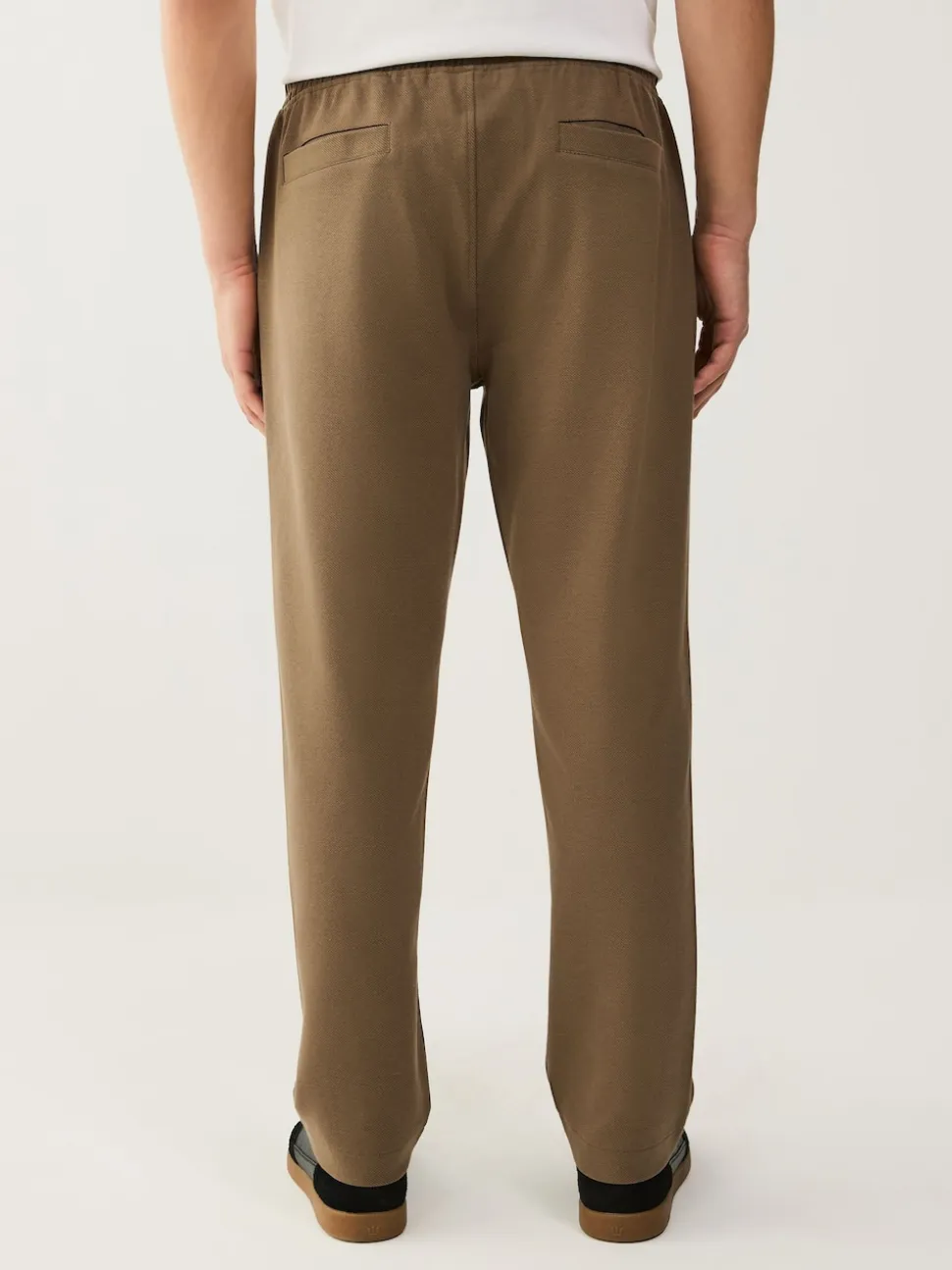 Neutral Brown Textured Twill Straight Leg Joggers