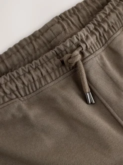 Neutral Brown Textured Twill Straight Leg Joggers