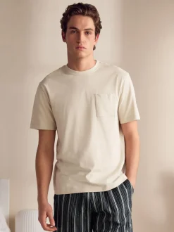 Neutral Brown/Black Woven Pyjamas Short Set