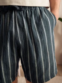 Neutral Brown/Black Woven Pyjamas Short Set