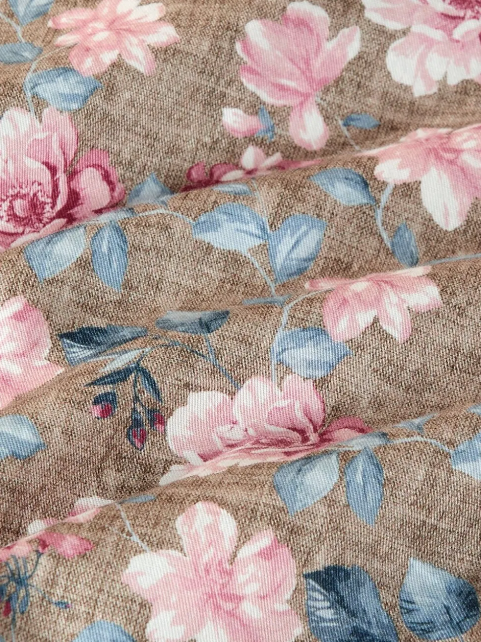 Neutral Brown/Pink Slim Fit Signature 100% Cotton Floral Print Long Sleeve Shirt