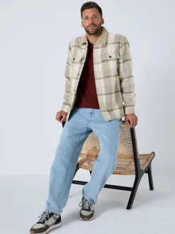 Neutral Check Borg Lined Shacket