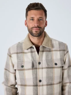 Neutral Check Borg Lined Shacket
