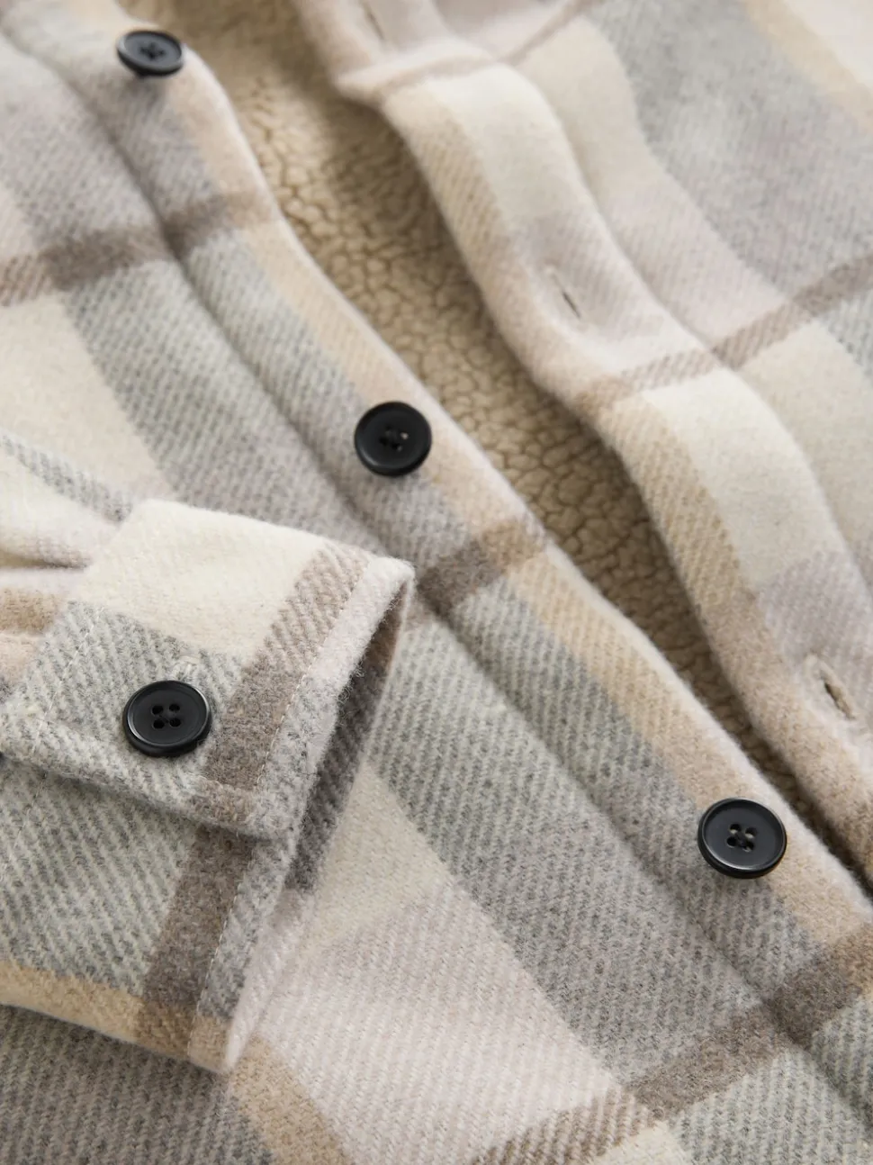 Neutral Check Borg Lined Shacket