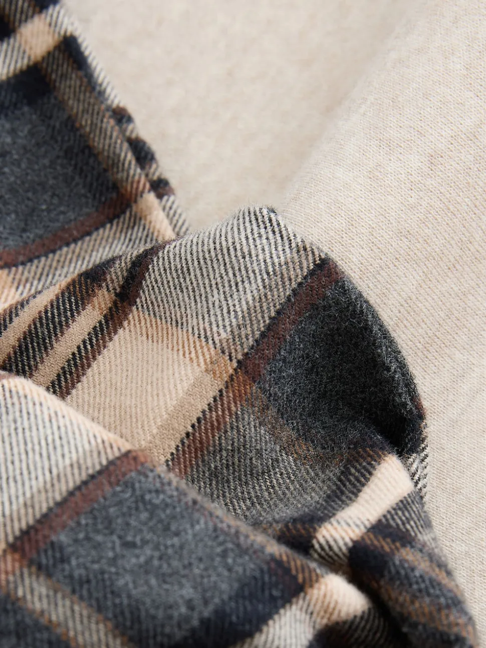 Neutral Check Bottoms Long Sleeve Hoodie Set