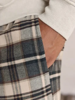 Neutral Check Bottoms Long Sleeve Hoodie Set