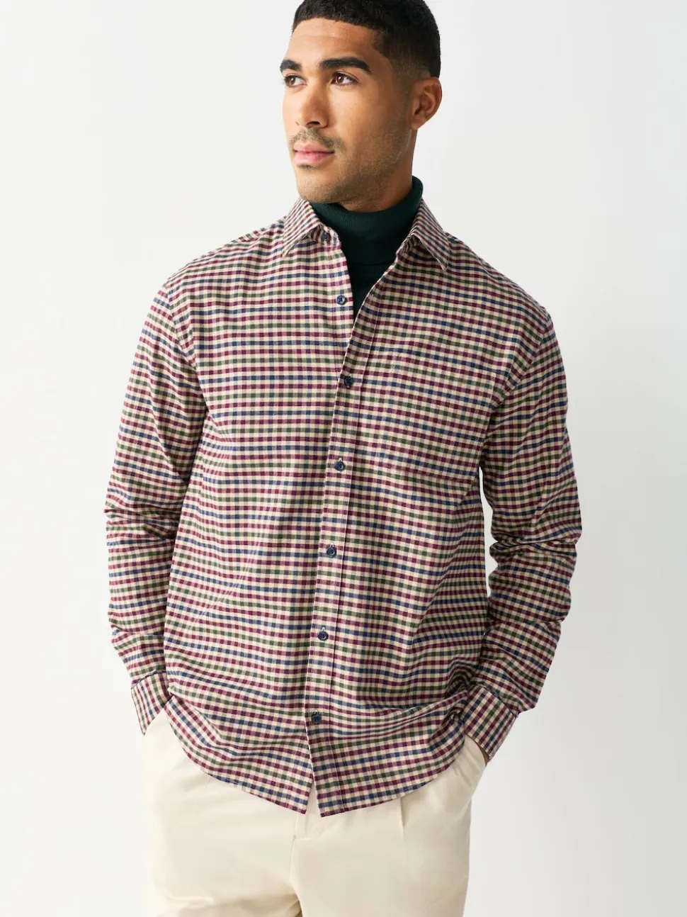 Neutral Check Soft Touch Long Sleeve Shirt