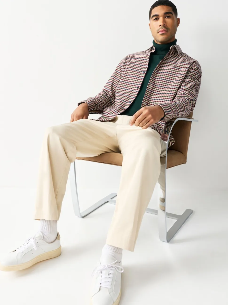 Neutral Check Soft Touch Long Sleeve Shirt