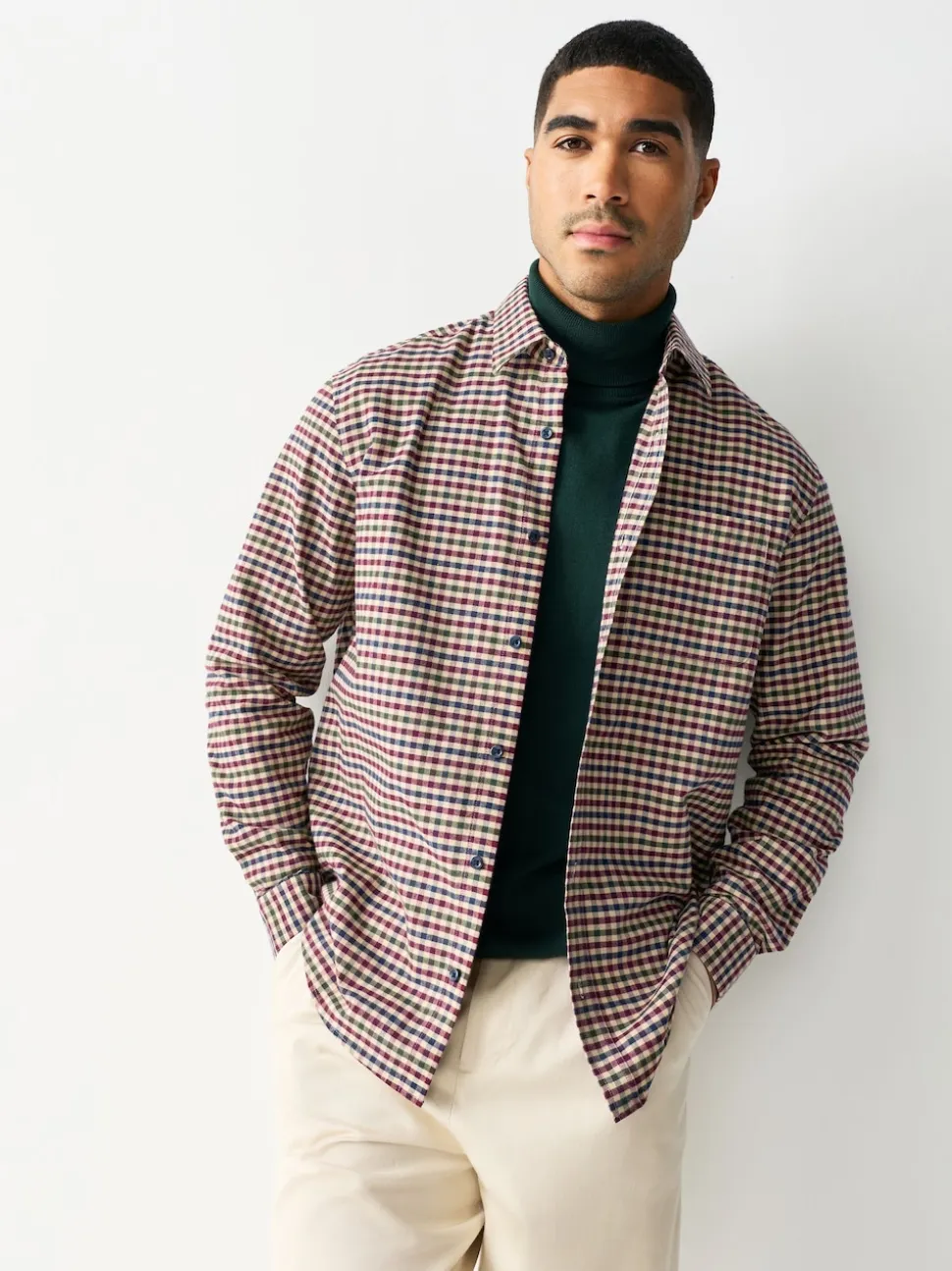 Neutral Check Soft Touch Long Sleeve Shirt
