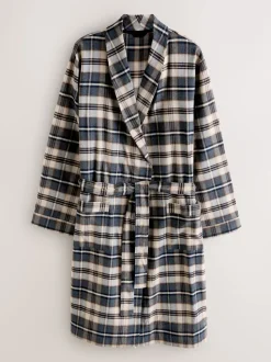 Neutral Check Woven Dressing Gown