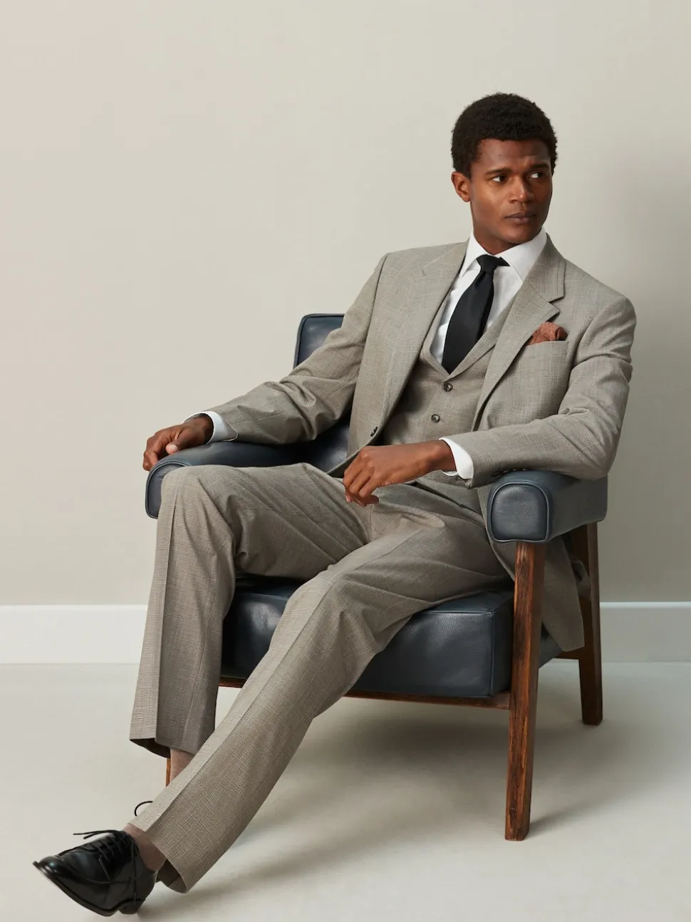 Neutral Contrast Fabric Detail Suit Waistcoat