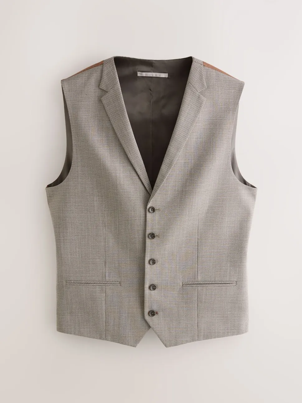 Neutral Contrast Fabric Detail Suit Waistcoat