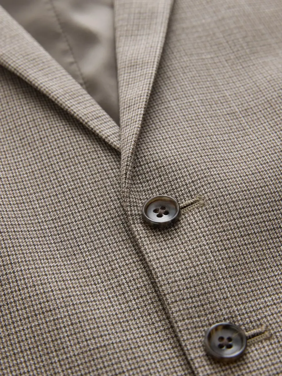 Neutral Contrast Fabric Detail Suit Waistcoat