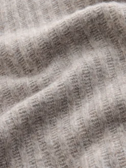 Neutral Cosy Rib Knit Long Sleeve Polo Shirt with Wool