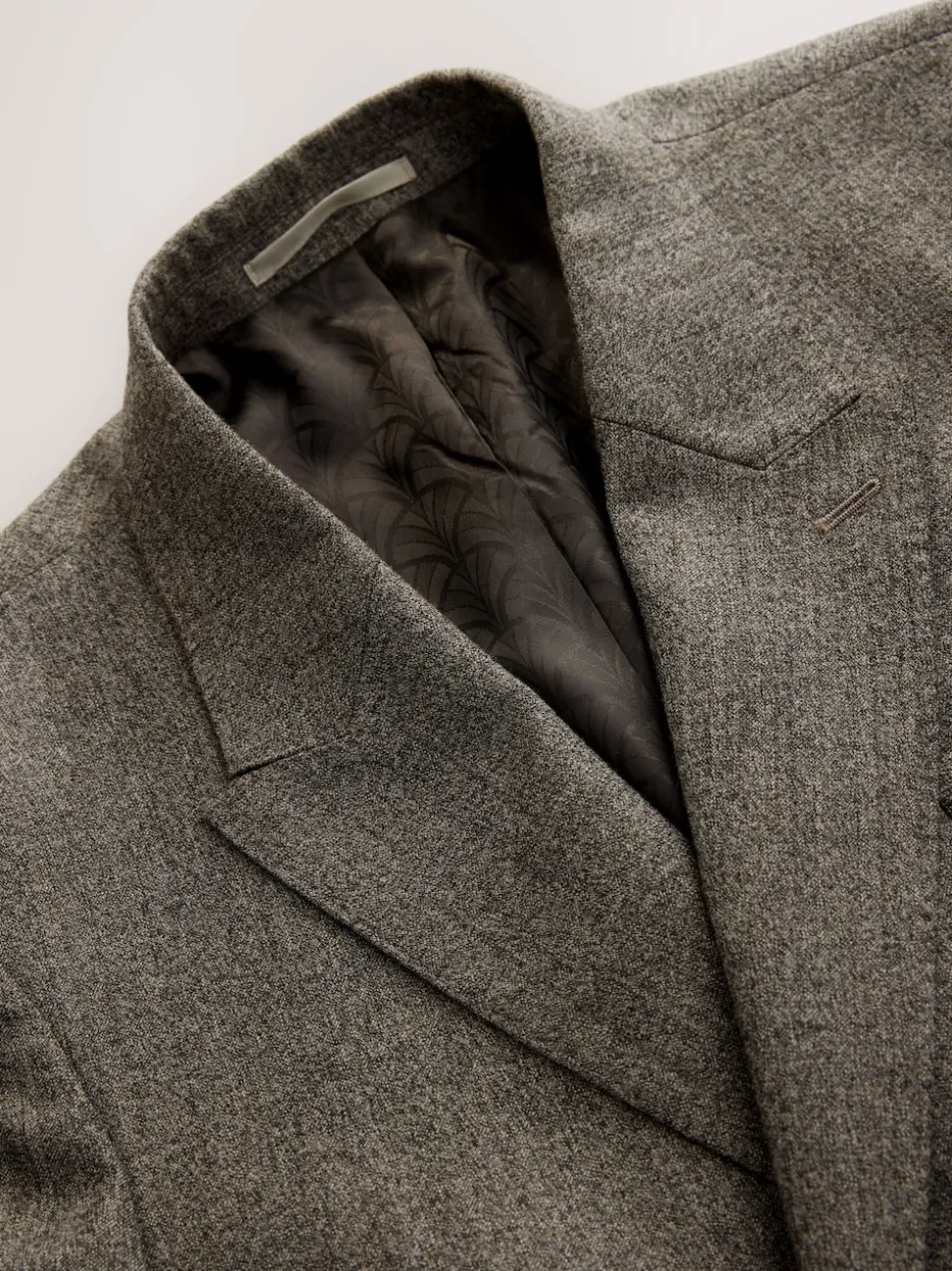 Neutral Double Breasted Merino Wool Blend Suit Jacket