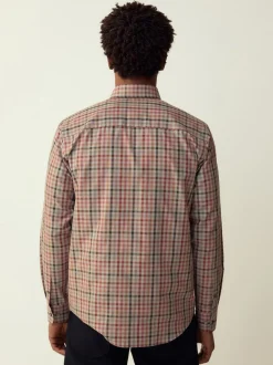 Neutral Gingham Regular Fit Easy Iron Button Down Oxford Shirt