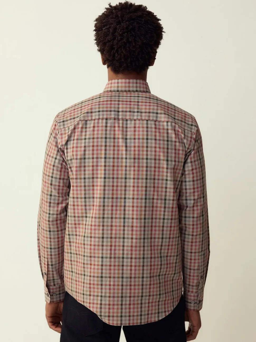 Neutral Gingham Regular Fit Easy Iron Button Down Oxford Shirt